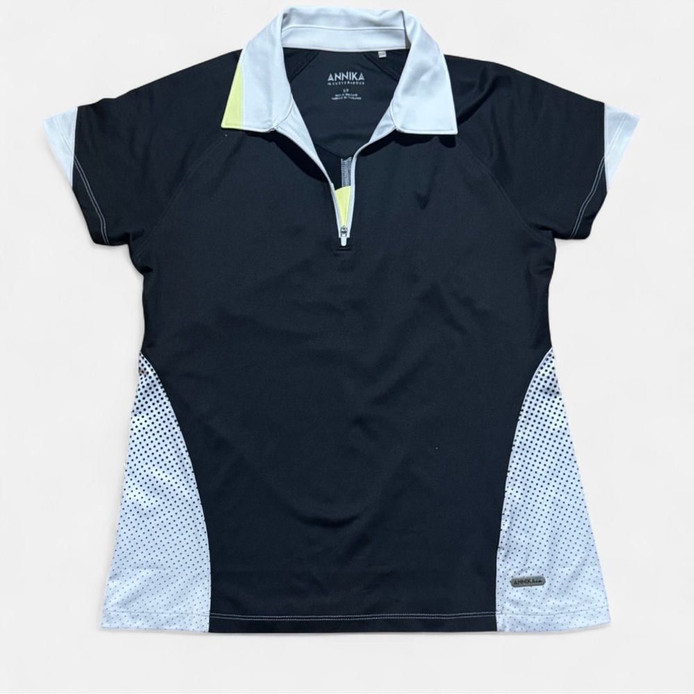 Annika Black and White Polo Shirt